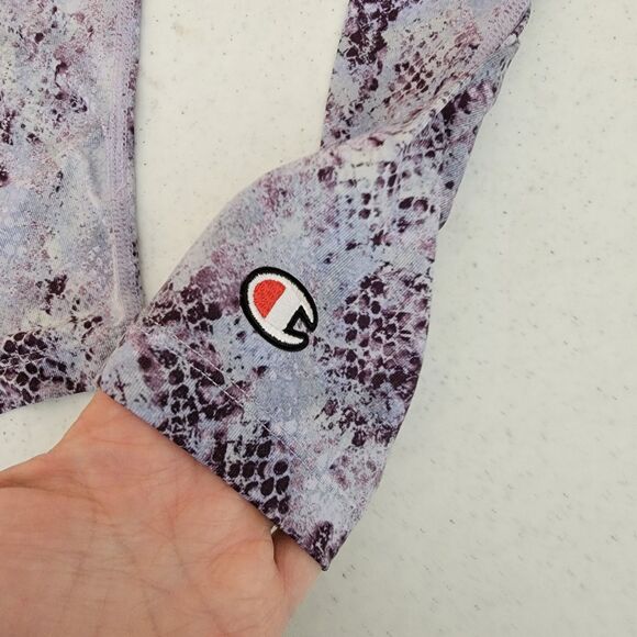Champion Long Sleeve Purple Animal Print Crop Top Cheer Women’s Size Medium - Picture 2 of 9